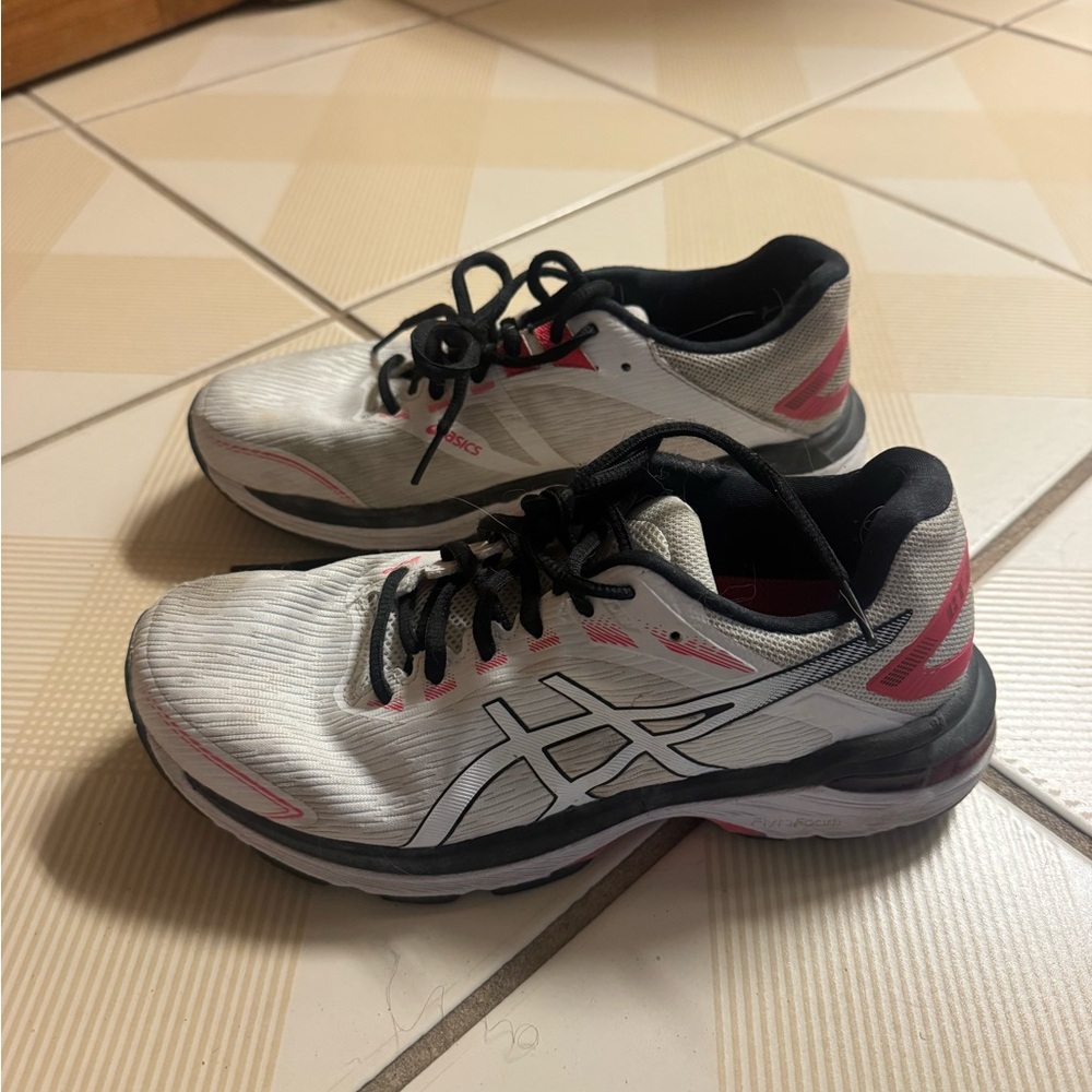 Asics White and Pink Athletic Shoes